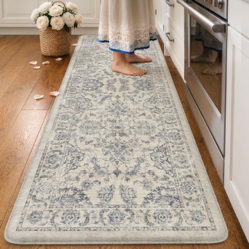 KIMODE Kitchen Mats for Floor Cushioned Anti Fatigue Kitchen Runner Rugs - color: Multi-blue, size: 24"x59"--0.47 inches