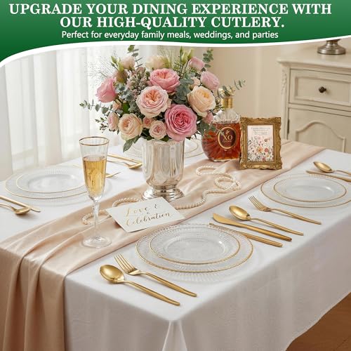 200 Pcs Food Grade Gold Silverware Set, Stainless Steel Cutlery Utensil Set, Mirror Polished Flatware Set for 40 Include Dinner Knife Fork Spoon for Home, Wedding, Restaurant, Dishwasher Safe