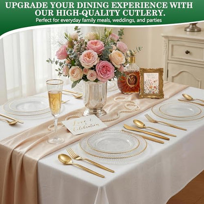200 Pcs Food Grade Gold Silverware Set, Stainless Steel Cutlery Utensil Set, Mirror Polished Flatware Set for 40 Include Dinner Knife Fork Spoon for Home, Wedding, Restaurant, Dishwasher Safe