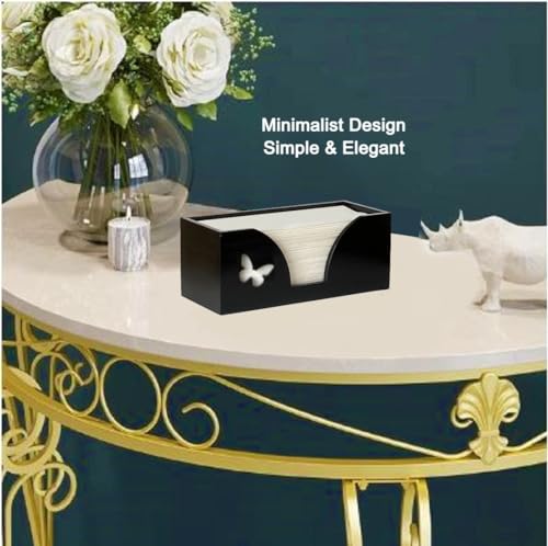 Countertop Paper Towel Dispenser With Engraved Butterfly - Compatible With C-Fold, Multifold, Trifold & Z Fold Hand Napkins 10.5" x 4.0" or Smaller - Black Bamboo - color: Black