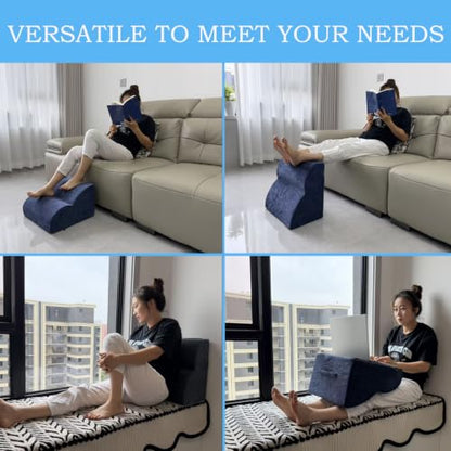Foot Rest for Under Desk at Work.Multifunctional 3-Tier Foot Stool - color: Dark Blue
