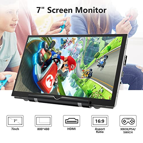 HAMTYSAN Raspberry Pi Screen, 7 Inch Portable Monitor External Display 800x480 IPS Screen Small HDMI Monitor for Raspberry Pi 400/4/3/2/Zero/B/B+ Jetson Nano Win11/10/8/7 (Non-Touch) - size: 7" 800x480, style: No-touch