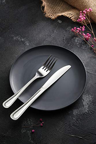 New Star Foodservice Bead Pattern Stainless Steel Dinner Knife, 8.5-Inch, Set of 12, Commercial Grade - size: 7.9"