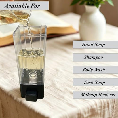 Black Plastic Manual Hand Soap Dispenser Wall Mount 11.8oz / 350ml