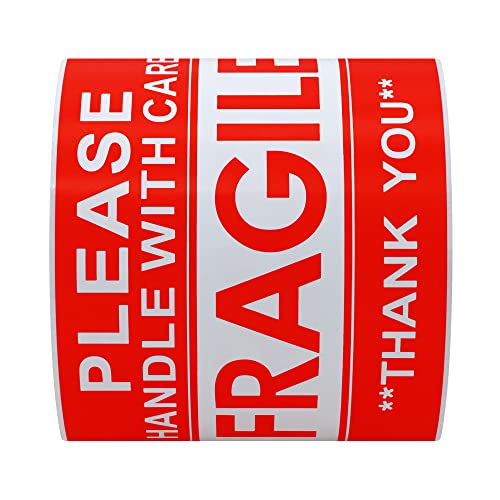Hybsk Please Handle with Care Fragile Stickers Warning Labels for Shipping Packing Thank You Total 100 Labels Per Roll (3x5 Inch) - size: 3x5 Inch