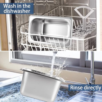 8 PCS Stainless Steel Hotel Pans with Lids 1/9 Size 4 Inch Deep Stainless Steel Steam Table Pan with Lids Metal Food Pans with Lid for Hotel, Restaurant, Buffet, Home - size: 1/9 Size 4 Inch