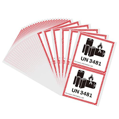 HYBSK 50PCS 4.7" x 4.3" Lithium Ion Battery Transport Caution Warning Labels for Shipping (UN3481) - size: UN3481