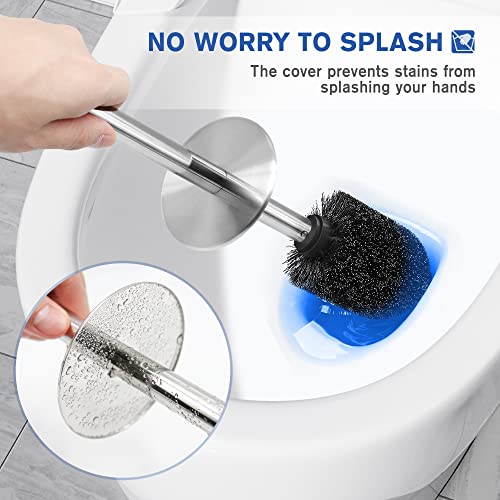 Toilet Brush and Holder, Toilet Brush 304 Stainless Steel, Toilet Bowl Brush for Bathroom Toilet-Ergonomic, Elegant,Durable - color: Silver