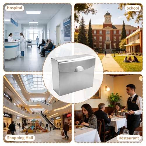 Wall Mounted Sanitary Napkin Disposal Receptacle, Stainless Steel Feminine Hygiene Waste Bins with Flip-Top Lids, Tampon and Pad Disposal Containers for Women's Restroom, Office (4 Pack, White) - color: White