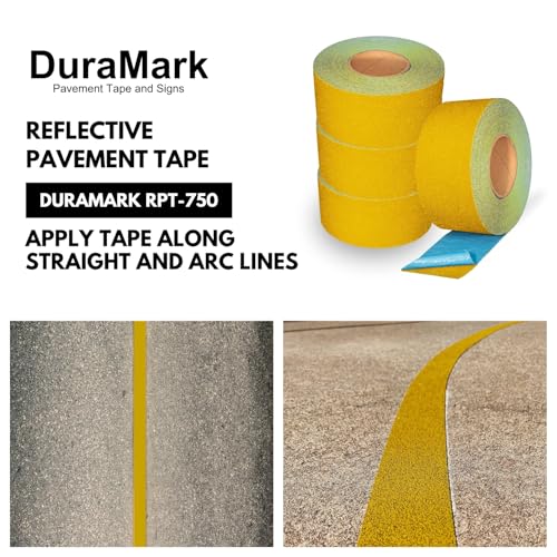 DuraMark RPT-750 Reflective Pavement Marking Tape, Yellow, 3 in x 18 ft - color: Yellow, size: 3 Inch x 18 Ft