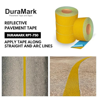 DuraMark RPT-750 Reflective Pavement Marking Tape, Yellow, 3 in x 18 ft - color: Yellow, size: 3 Inch x 18 Ft