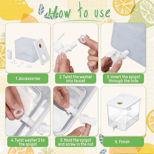 Funnymoom 93 Pcs Lemonade Stand Supplies Include 2 Pack 2.3 Gallon Iced Beverage Dispenser with Spigot 30 Sets 16 oz Lemonade Drink Buckets with Handle Lids Straws Stickers for Party Outdoor Summer