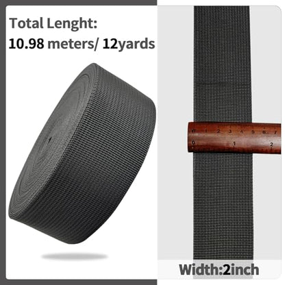 2" Dark Gray Wide Webbing Straps 12yd for Lawn Chair,Bag &Sewing - color: Dark Gray 22
