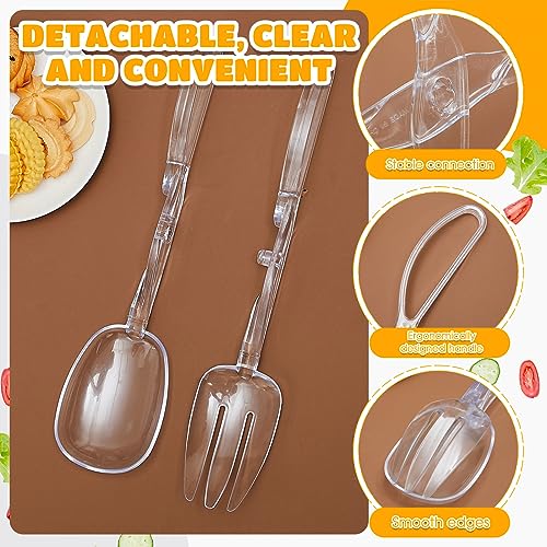 Tioncy 6 Pack Plastic Salad Scissor Tongs 11.5 Inches for Serving Reusable Food Tongs, Clear Utensils for Chef Cooking, Kitchen, Buffet, Party, Catering Supplies