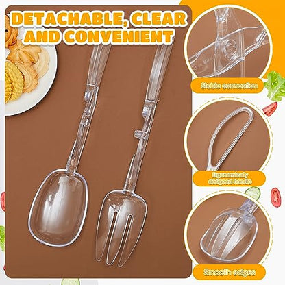 Tioncy 6 Pack Plastic Salad Scissor Tongs 11.5 Inches for Serving Reusable Food Tongs, Clear Utensils for Chef Cooking, Kitchen, Buffet, Party, Catering Supplies