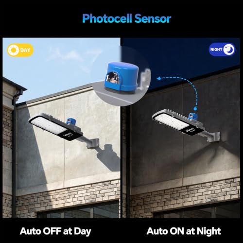 Gebosun 200W LED Street Light Outdoor, Dusk to Dawn with Photocell Sensor, 9600LM 6000K, IP65 Waterproof AC Powered Yard Light, Wall & Pole Mount Security Light for Garage Yard Warehouse
