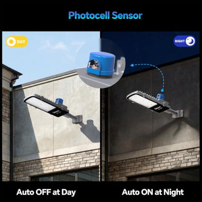 Gebosun 200W LED Street Light Outdoor, Dusk to Dawn with Photocell Sensor, 9600LM 6000K, IP65 Waterproof AC Powered Yard Light, Wall & Pole Mount Security Light for Garage Yard Warehouse