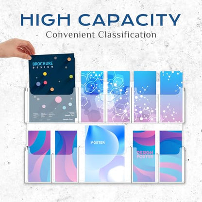 Sherr Acrylic Brochure Holder Wall Mount with Removable Dividers, Wide High Capacity Literature Display Stand for 4''x 9'', 8.5''x11'' Pamphlets, 26.7'' x 18'' for High-Traffic Lobbies Events - size: 26.7'' x 18''