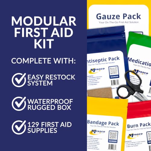 MFASCO All Weather Waterproof First Aid Kit with Wound Care & Burn Supplies