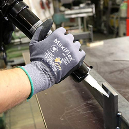 MaxiFlex Seamless Knit Nylon Gloves with Nitrile Coat and Micro Foam Grip on Palm and Fingers Cut Resistance - size: Large, style: 12 Pair