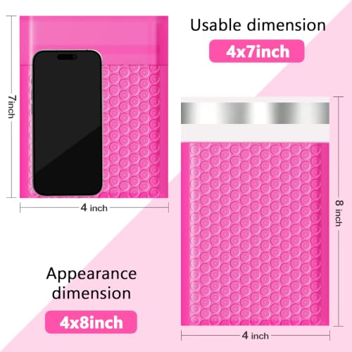 Bubble Mailers 52 Pack 4x8inch Rose Poly Mailers Self-Seal Padded Envelopes Waterproof Bubble Opaque Padded Mailers Shipping Bags for Businesses to Pack and Mail Jewelry Cosmetics - size: 4x8-52pack