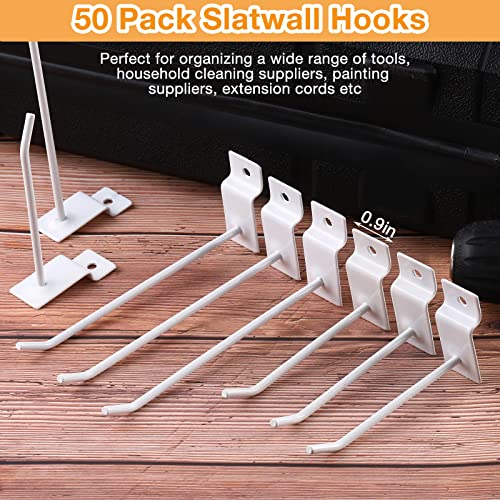 Moxweyeni 50 Packs Slatwall Hooks 4 Inch 6 Inch, White - color: White