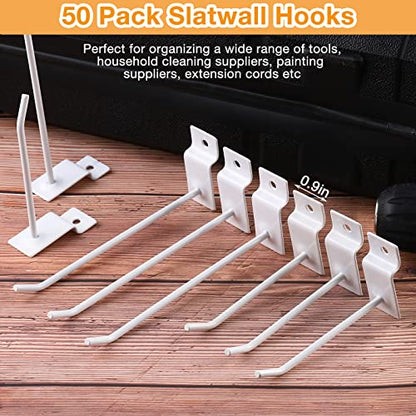 Moxweyeni 50 Packs Slatwall Hooks 4 Inch 6 Inch, White - color: White