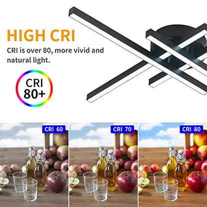 Modern LED Ceiling Light, Flush Mount Ceiling Light Fixture Black Dimmable LED Ceiling Lamps, Black Ceiling Light for Kitchen Island, Dining Room, Bedroom - size: 4-light
