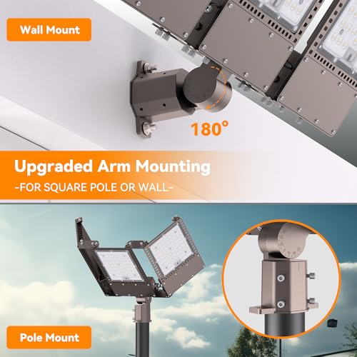 2025 New Upgraded 600W Dusk to Dawn LED Parking Lot Light 90000lm 5000K, ETL, AC85-277V, IP67 Waterproof Adjustable 3-Head Street Lights Outdoor, Pole & Wall-Mounted Flood Lights for Stadium - size: 3-Head 600W