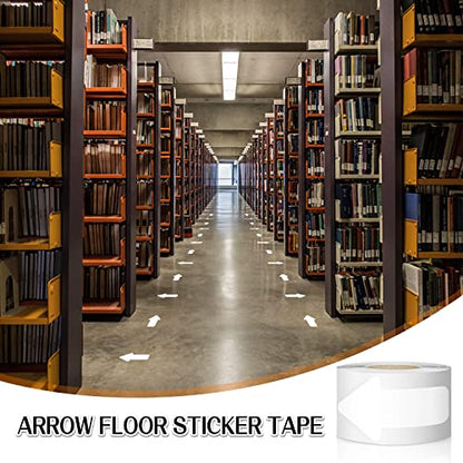 EVQ White Arrow Floor Sticker Tape 2 x 4 Inch Directional Vinyl 200 PCS - color: White, size: 2"×4"