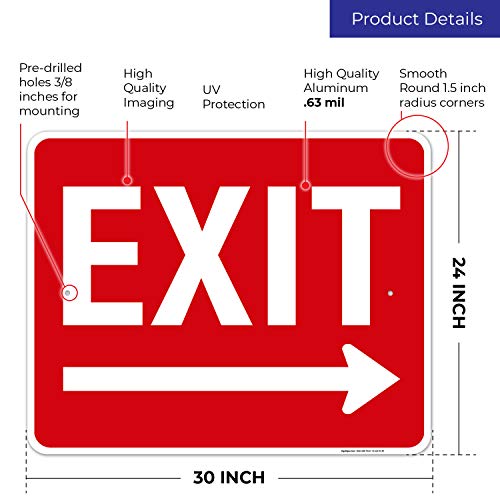 Exit Sign, with Right Arrow - size: 24x30