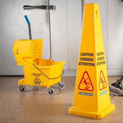 Carlisle FoodService Products 26 Qt Mop Bucket with Side Wringer, Yellow - color: Yellow