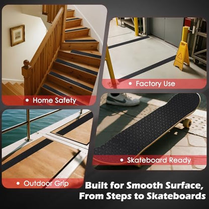 S&X Anti Slip Tape 6in x 60ft Grip Tape for Stairs & Floors, Patterned - size: 6" x 60'