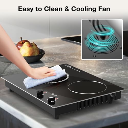 VBGK Electric Cooktop,2100W Built-in & Countertop 2 Burner Electric Cooktop,Electric Stove Top with10 Heating Level, Timer & Kid Safety Lock, LED Knob Touch Control Electric Burner with Plug - size: Double Burner Electric Cooktop