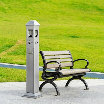 Commercial Trash Receptacle Disposal Outdoor Steel Trash Can Ash Bin - color: Sliver