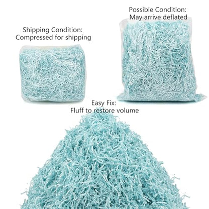 Art Secret Crinkle Cut Paper Shred Filler for Packing and Filling Gift Baskets - 2 LB (Blue) - color: Blue
