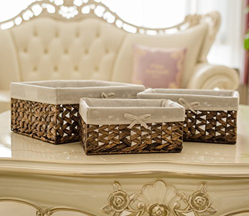 KINGWILLOW Wicker Basket Set of 3 with Removable Liner - size: Set of 3