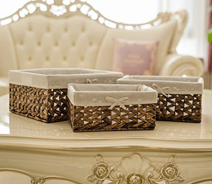 KINGWILLOW Wicker Basket Set of 3 with Removable Liner - size: Set of 3