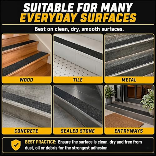 STRBOXONG Anti Slip Tape 4 in x 33 ft, Black 80 Grit Non Slip Grip Tape Roll, Waterproof Self Adhesive Traction Tape for Stairs Steps Ramps Ladders Workshop Walkways Industrial Safety Commercial Use - size: 4 in x 33 ft