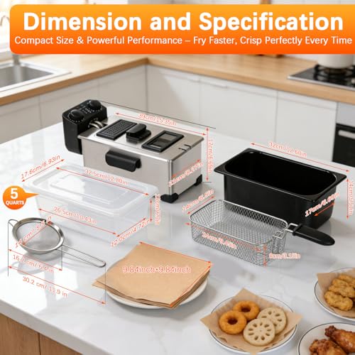 CATTLEMAN Deep Fryer with Oil Filtration, 1600W, 3L, Stainless Steel - color: Deep Fryer with Oil Filtration
