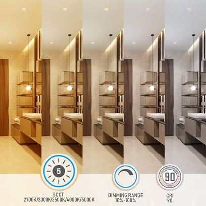 TORCHSTAR 8-Pack 5CCT 4 Inch LED Recessed Light Canless, White - color: White-5CCT, size: 4 Inch