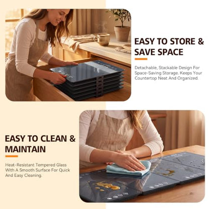Warming Tray with Independent Temperature & Timer Control, 50" x 15" Electric Warming Tray for Buffets Party Food Warmer with 17 Heat Levels 12H Timer Child Lock for Family Dinners Catering - size: 6 Panels（50" x15"）