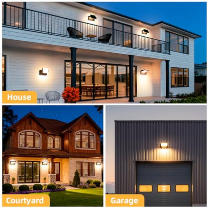 3 Pack Outdoor LED Wall Lights 40W 350°Rotation 3000K IP65 Waterproof - color: 3/40w/3000k/Black