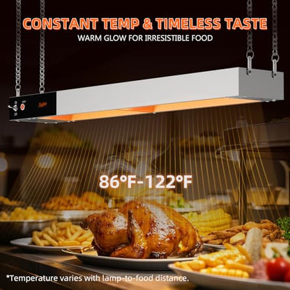Food Heat Lamp, 36 Inch Commercial Food Heat Lamp Strip Heater, Stainless Steel Heat Lamp for Food, 1000W Infrared Food Warmer for Buffet, Cafeteria, Restaurant, Kitchen - size: 36 Inch