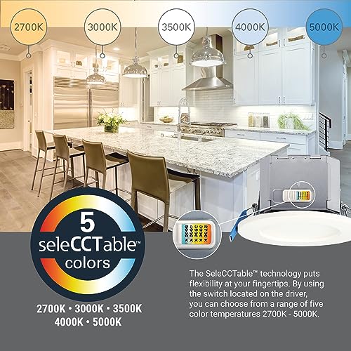 HALO 4" 600LM Canless LED Downlight 5CCT w/Attached JBOX, Dimmable - size: 4 inch 1PK