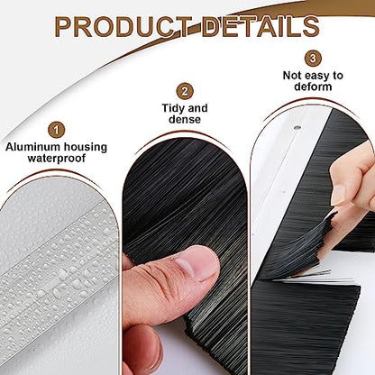 Door Sweep Brush Aluminum, 3 x 39.3 Inch, Black, 4 Set - color: Silver, size: 3 x 39.3 Inch