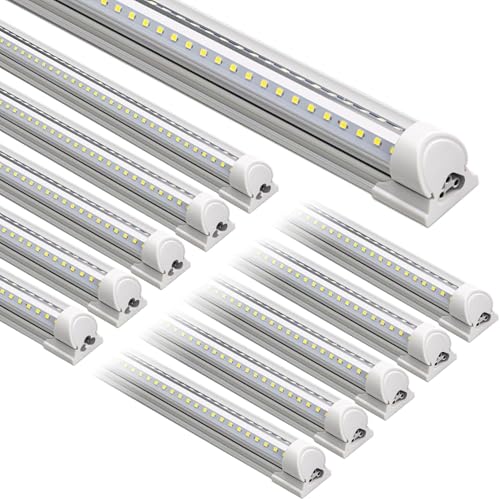 Barrina T8 LED Shop Lights 8FT, 72W 10000LM 6500K, High Output, 10 Packs - color: 6500K, size: 8ft-10 Packs