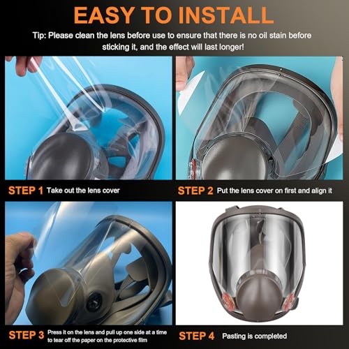 60 Pack Peel Off Lens Covers for 3M Full Face Respirators 6800 6900 6000