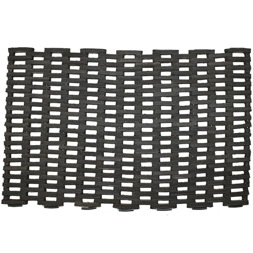 Durable Corporation Durite Outdoor Entrance Mat, Recycled Rubber Tire-Link Doormat, Heavy Duty Straight Weave Drainage Mat, Black, 17" x 25" - size: 25"L x 17"W x 0.6"Th