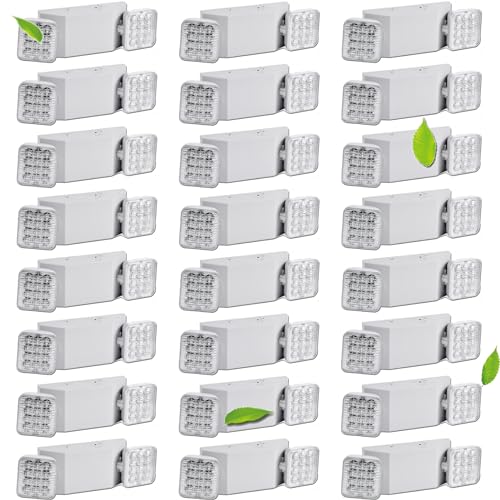 24 Pack LED Emergency Lights, Commercial Emergency Lights with Battery Backup, Dual Head Emergency Light for Home Power Outage Business Hallway Emergency Exit Light Fxiture AC110V 277V - color: 24 Pack